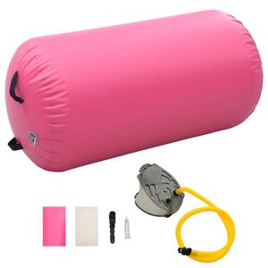 vidaXL Rollo hinchable de gimnasia con bomba PVC rosa 120x75 cm