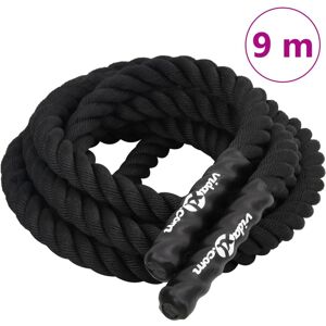 vidaXL Cuerda de batalla poliéster negro 9 m 6,8 kg