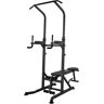 Homcom Estación de Musculación Torre de Entrenamiento Altura Ajustable con Barra de Dominadas y Banco Plegable Carga 150kg 99x178x230cm Negro AOSOM ES