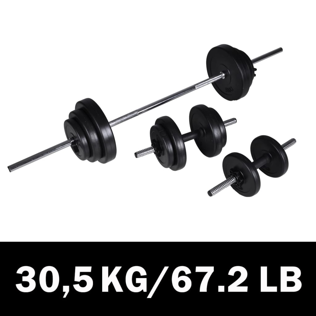 vidaXL Set de pesas + 2 mancuernas 30,5 kg