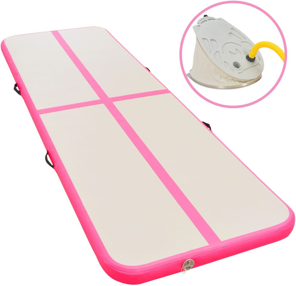 vidaXL Esterilla inflable de gimnasia con bomba 400x100x10 cm PVC rosa