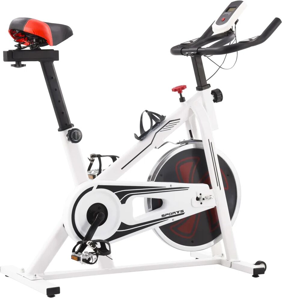 vidaXL Bicicleta de spinning con sensores de pulso blanca y roja