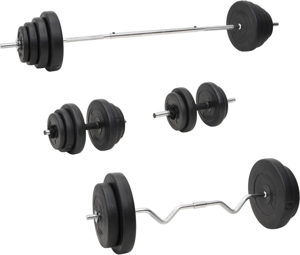 vidaXL Juego de barras y mancuernas con discos 120 kg