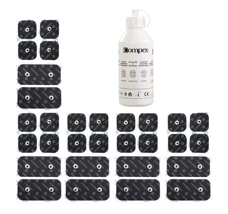 Compex Pack  20 Electrodos 5x5 cm + 10 Electrodos 5x10 cm + Gel