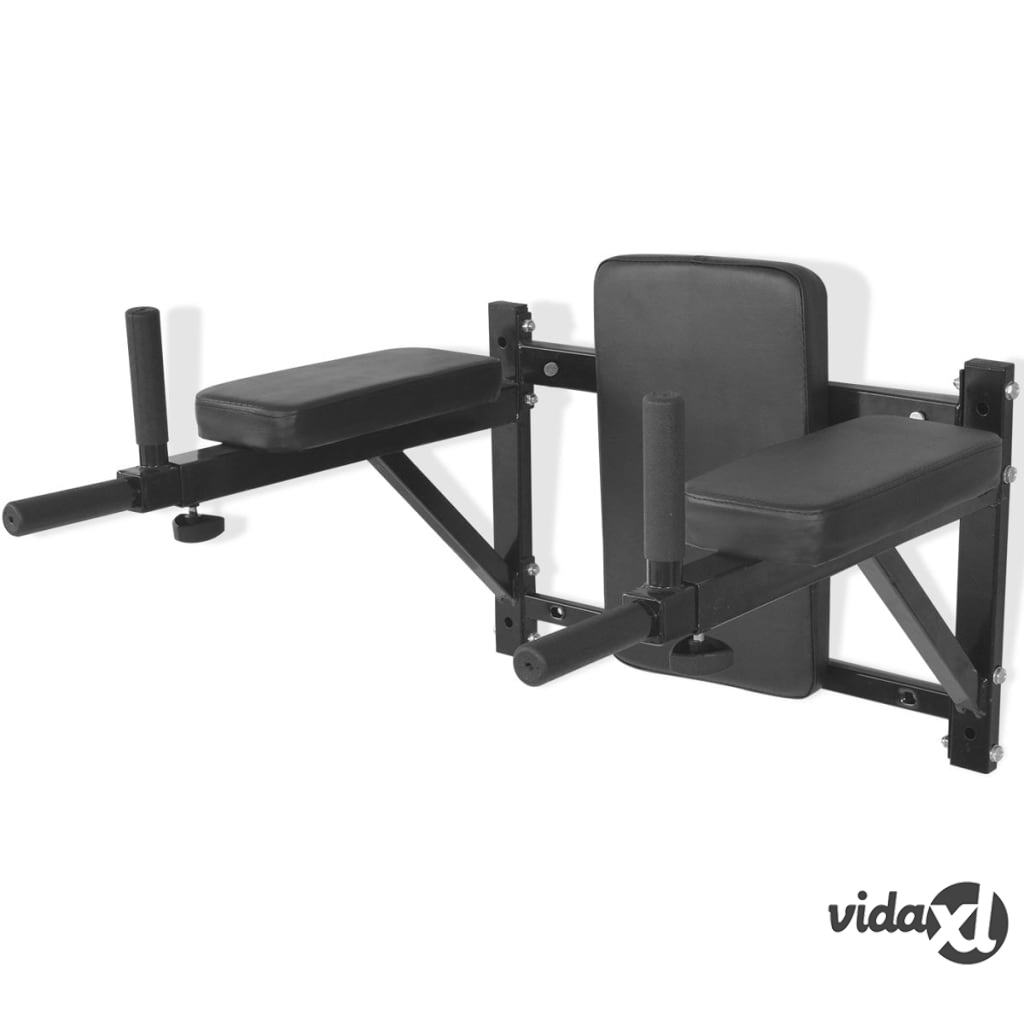 vidaXL Seinäkiinnitettävä fitness dippiteline musta