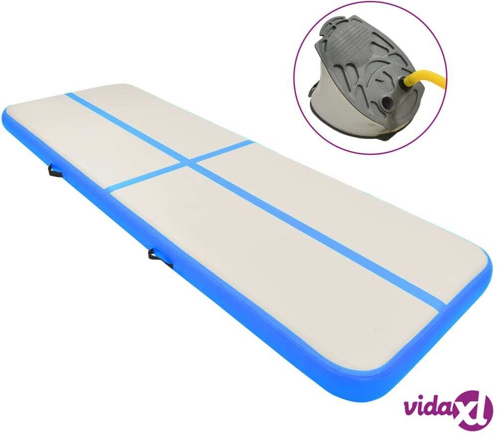 vidaXL Täytettävä voimistelumatto pumpulla 500x100x15 cm PVC sininen