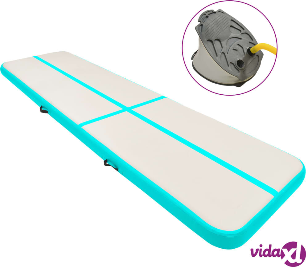 vidaXL Täytettävä voimistelumatto pumpulla 700x100x20 cm PVC vihreä