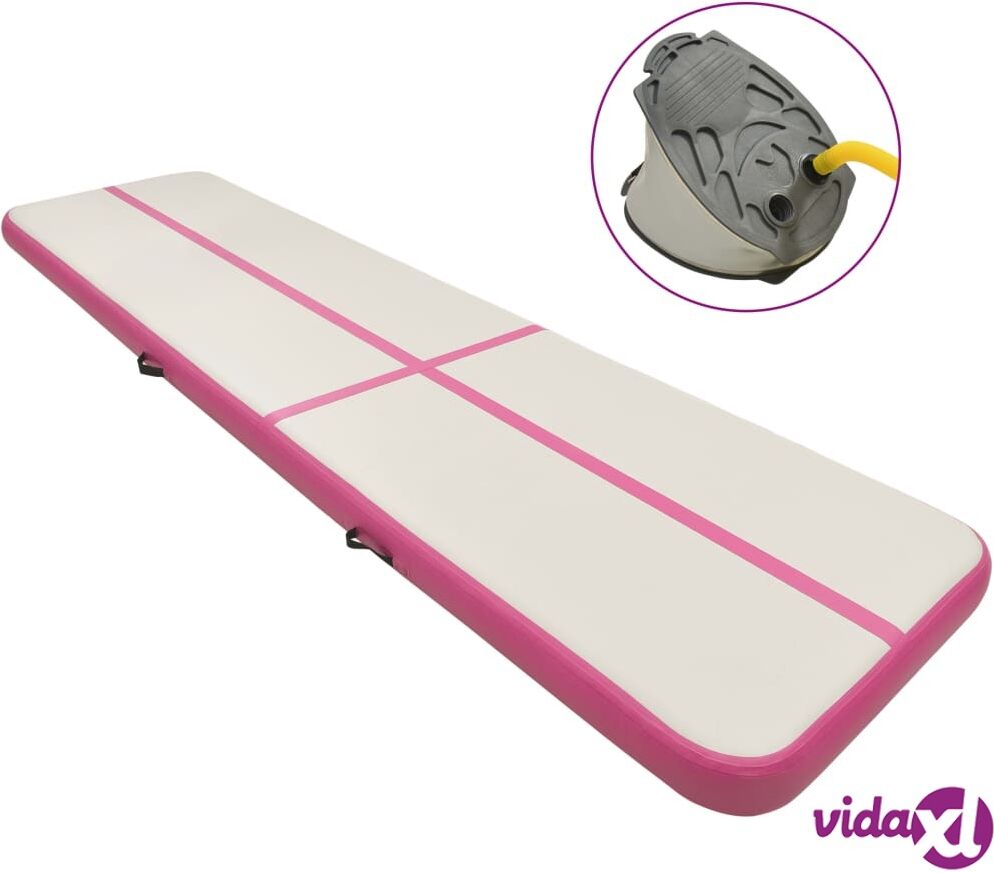 vidaXL Täytettävä voimistelumatto pumpulla 800x100x20 cm PVC pinkki