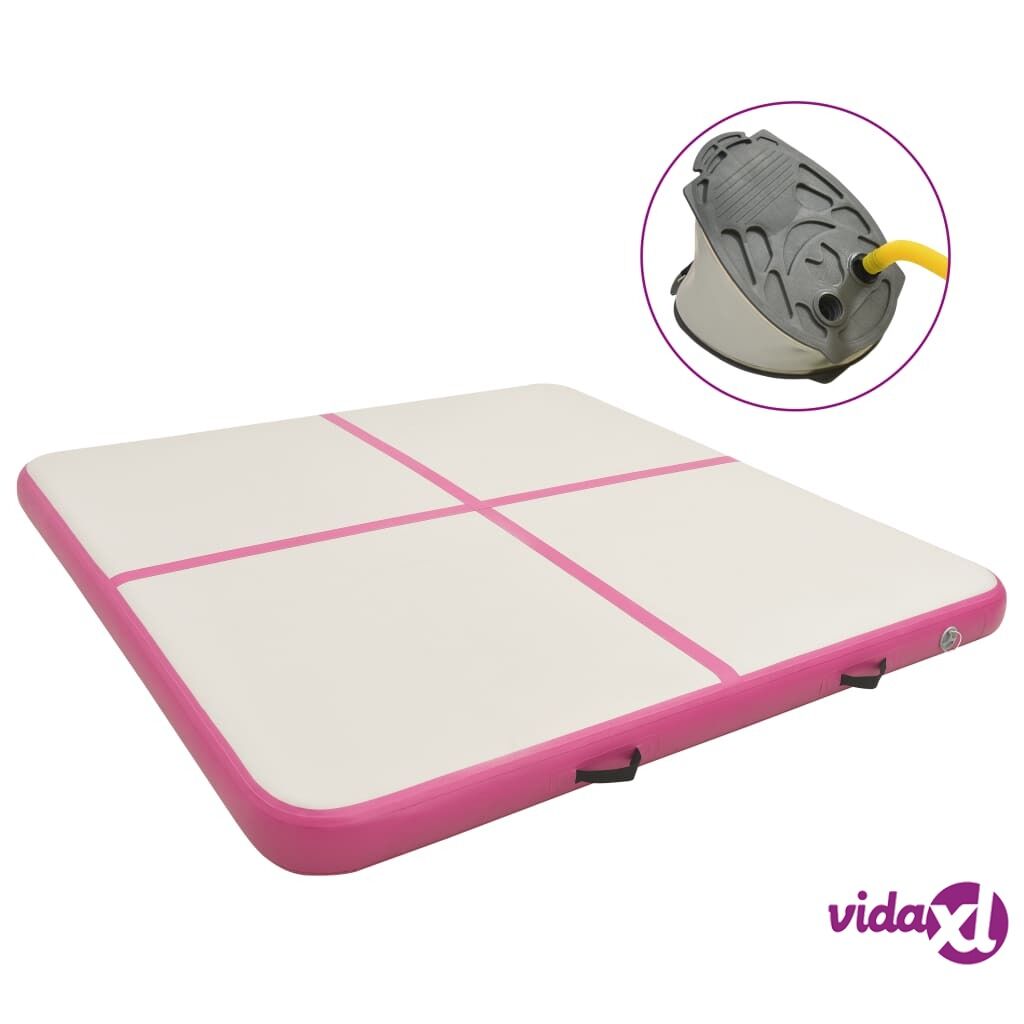 vidaXL Täytettävä voimistelumatto pumpulla 200x200x15 cm PVC pinkki