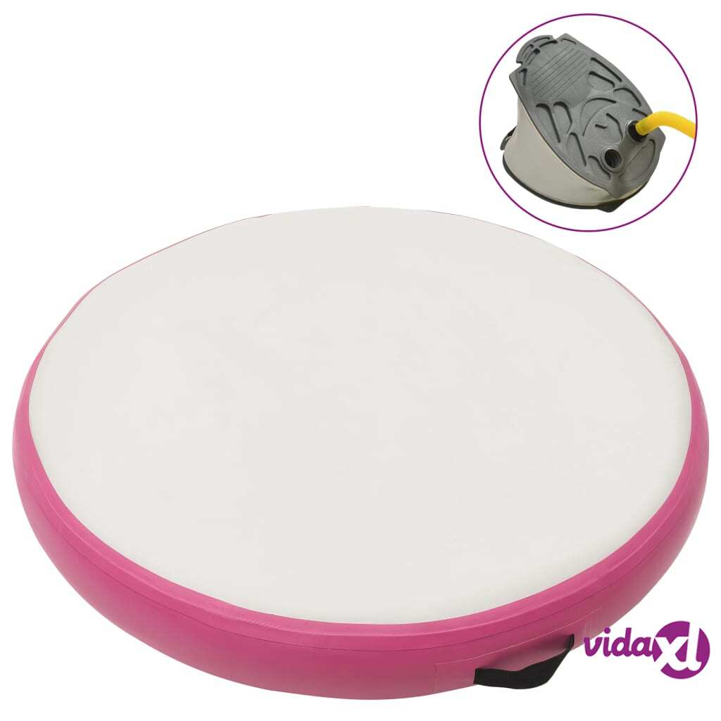 vidaXL Täytettävä voimistelumatto pumpulla 100x100x15 cm PVC pinkki
