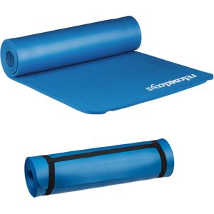 RELAXDAYS Tapis de yoga, lot de 2, 1 cm épaisseur doux caoutchouc sangle transport Pilates aérobic HxlxP: 1 x 61,5 x 182 cm, bleu - Publicité