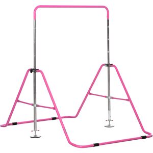 HOMCOM Barre fixe de gymnastique enfant - barre de gymnastique pliable hauteur réglable 4 niv. 88 à 128 cm - acier rose - Rose - Publicité