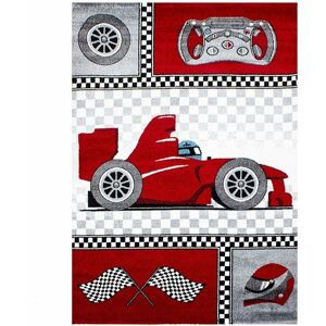 KIDS Formule 1 - Tapis d'enfant à motifs voitures de course (Rouge - 120x170cm) - Publicité