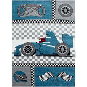 KIDS Formule 1 - Tapis d'enfant à motifs voitures de course (Bleu - 120x170cm) - Publicité