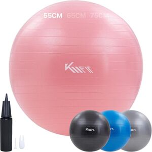 Arebos - KM-Fit Balle de Gymnastique 55 cm Balle d'entraînement avec Pompe à air Balle de siège Bureau Anti-Burst Balle pour Fitness, Yoga, Gymnastique, Core Training Rose - Rose - Publicité