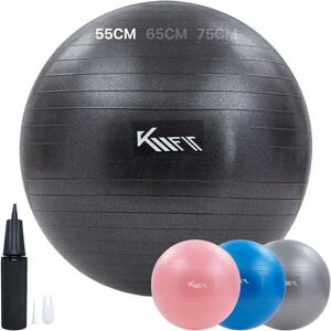 Arebos - KM-Fit Balle de Gymnastique 55cm Balle d'entraînement avec Pompe à air Balle de siège Bureau Anti-Burst Balle pour Fitness, Yoga, Gymnastique, Core Training Noir - Noir - Publicité