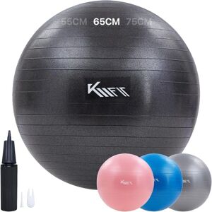 Arebos - KM-Fit Balle de gymnastique 65cm Balle d'entraînement avec pompe à air Balle de siège bureau anti-burst Balle pour fitness, yoga, gymnastique, core training Balle de yoga Pezzi BPA-free Noir - Noir - Publicité