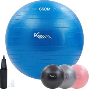 Arebos - KM-Fit Balle de Gymnastique 65cm Balle d'entraînement avec Pompe à air Balle de siège Bureau Anti-Burst Balle pour Fitness, Yoga, Gymnastique, Core Training Bleu - Bleu - Publicité