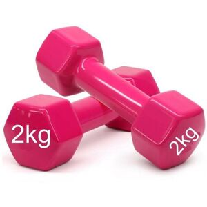 TRADE SHOP TRAESIO Paire D'haltères En Vinyle 2kg Chacun Haltères Gym Fitness Rose - Publicité