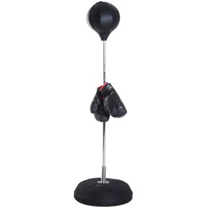 Homcom - Punching ball sur pied réglable en hauteur 126-144 cm avec gants, pompe et base de lestage noir - Noir - Publicité