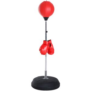 Homcom - Punching ball sur pied réglable en hauteur 126-144 cm avec gants, pompe et base de lestage rouge - Rouge - Publicité