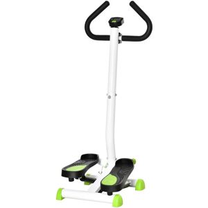 HOMCOM Stepper Fitness avec guidon ergonomique - écran lcd multifonction - résistance réglable - acier blanc vert noir - Blanc - Publicité