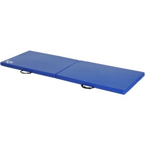 Homcom - Tapis de gymnastique yoga pilates fitness pliable portable grand confort 180L x 60l x 5H cm revêtement synthétique bleu - Bleu - Publicité