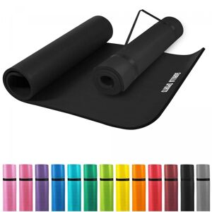 Gorilla Sports - Tapis en mousse grand - 190x100x1,5cm (Yoga - Pilates - sport à domicile) - Couleur : noir - noir - Publicité