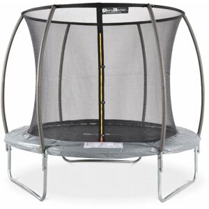 Sweeek - Trampoline rond ø 250cm gris avec filet de protection intérieur - Pluton Inner – Nouveau modèle - trampoline de jardin 2.50 m 250 cm Qualité pro. Normes eu. - Gris - Publicité