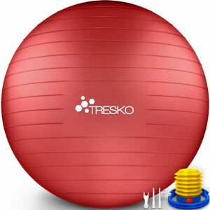 Tresko - Ballon Fitness Yoga Balle d'Exercice Antidérapant Balle Gymnastique avec Pompe 300 kg avec pompe à air Rouge 75cm - Publicité