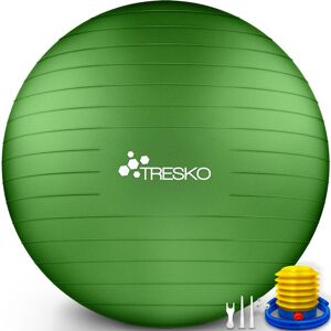 Tresko - Ballon Fitness Yoga Balle d'Exercice Antidérapant Balle Gymnastique avec Pompe 300 kg avec pompe à air Verte 75cm - Publicité