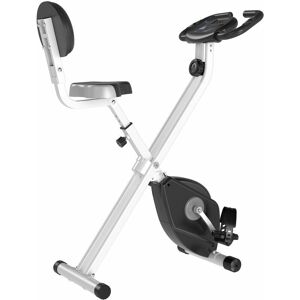 HOMCOM Vélo d'appartement pliable 8 niveaux de résistance magnétique selle réglable dossier écran lcd multifonction capteur fréquence cardiaque gris - Gris - Publicité