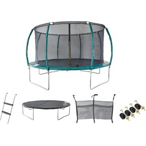 Vente-unique Trampoline avec filet de protection interieur, echelle, bache et kit d'ancrage D.427 cm - WALLABY