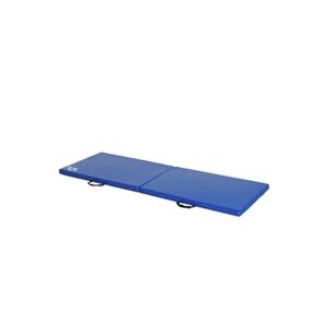 HOMCOM Tapis de gymnastique yoga pilates fitness pliable portable grand confort 180L x 60l x 5H cm revêtement synthétique bleu - Publicité