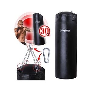 Physionics Sac de Frappe - Rempli, Ø 35 cm, 4 Chaînettes, 2 Mousquetons et Crochet Pivotant Inclus - Sac de Boxe Adulte, Punching Bag, Equipement de MMA, Muay - Publicité