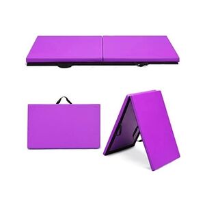 Giantex tapis de gymnastique portable pliable violet 180 x 60 x 3,8cm pour fitness, yoga, sport et exercice - Publicité