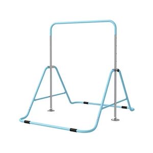 HOMCOM Barre fixe de gymnastique enfant - barre de gymnastique pliable hauteur réglable 4 niv. 88 à 128 cm - acier bleu ciel - Publicité