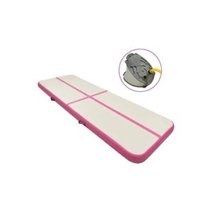 VIDAXL Tapis gonflable de gymnastique avec pompe 500x100x20cm PVC Rose - Publicité