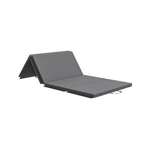 HOMCOM Tapis de gym yoga fitness pliable - poignée - revêtement synthétique - gris - Publicité