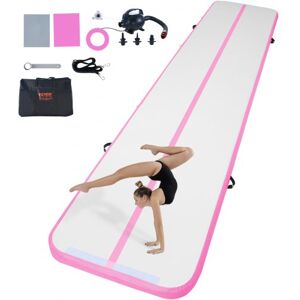 VEVOR Tapis de Gymnastique Gonflable 10 cm Épaisseur, Piste d’Acrobatie avec Pompe Électrique, Tapis d'Entraînement pour Usage Domestique/Salle de Sport/Yoga/Cheerleading/Plage/Parc, 5 m, Rose - Publicité