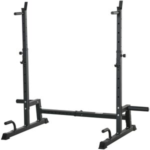 HOMCOM Support pour haltères multifonctions avec poignée push-up support hauteur largeur réglables charge max. 150 kg acier noir   Aosom France