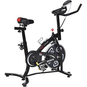 HOMCOM Vélo d'appartement avec écran LCD multifonctions vélo biking cardio-training selle et guidon réglables acier noir