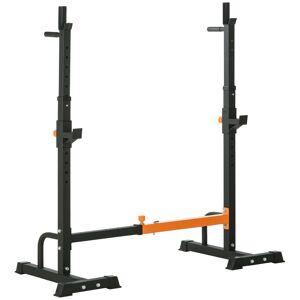 HOMCOM Support pour haltères avec poignée repose haltères rack Squats hauteur largeur réglables charge max. 150 kg acier noir