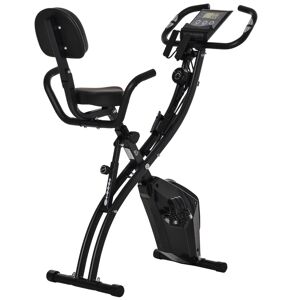 HOMCOM Vélo d'appartement pliant 8 niveaux de résistance magnétique dossier selle réglable poignées ergonomiques écran LCD noir