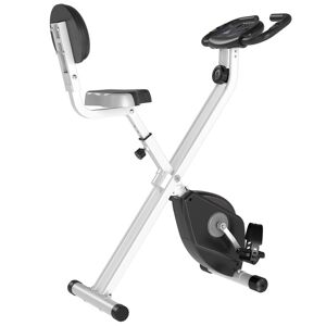 HOMCOM Vélo d'appartement pliable 8 niveaux de résistance avec dossier selle réglable écran LCD multifonction capteur fréquence cardiaque gris