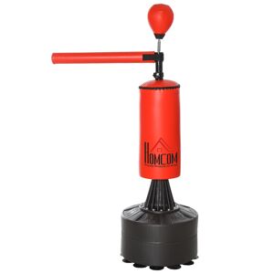 HOMCOM Sac de frappe boxe autoportant punching ball brunier 3 en 1 revêtement revêtement synthétique dim. 88L x 48l x 155-205H cm rouge noir