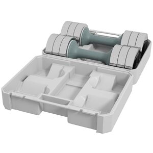 SPORTNOW Set de 2 haltères Paire d'haltères courtes ensemble musculation 4 disques poids réglables et boîte de rangement gym fitness 2 x 10 kg gris