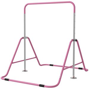 HOMCOM Barre fixe de gymnastique pour enfants pliante hauteur réglable de 88 à 128 cm rose