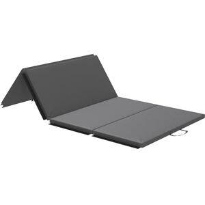 HOMCOM Tapis de gymnastique pliable, tapis gymnastique épais, 240 x 120 x 5 cm, avec poignée, tapis de sol pour yoga, mma, sport, fitness, pilates, revêtement synthétique, gris - Publicité