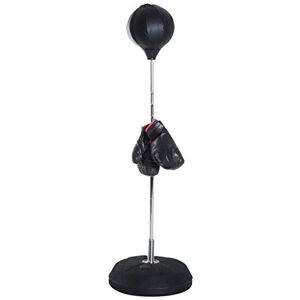 HOMCOM Sac de Frappe sur Pied Punching Ball sur Pied réglable en Hauteur 126-144 cm avec Gants, Pompe et Base de lestage pour Enfants et débutants Noir - Publicité